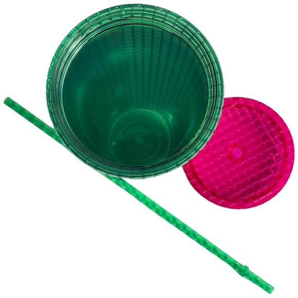 NWT Starbucks Watermelon Grid Cold Cup Tumbler Summer Pink Green - 24 oz Venti - Picture 2 of 12